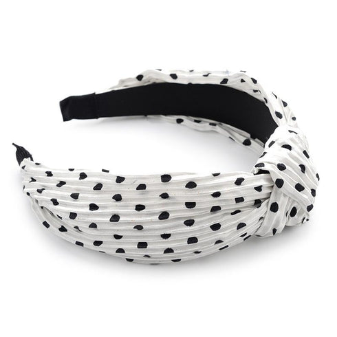 Serre-tête en satin plissé à pois Ada